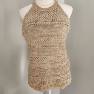 White House Black Market Beige Gold Knit Women's Tank Top S